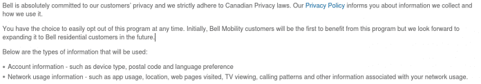 Screenshot von Bell.ca
