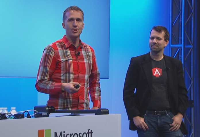 AngularJS-Entwickler Brad Green and Miško Hevery im TypeScript-Vortrag auf der Build 2015