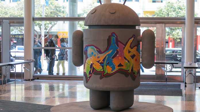 Nicht nur der Graffiti-Androide weist darauf hin, dass das Mobilbetriebssystem eine große Rolle auf der Google-Messe spielen wird.