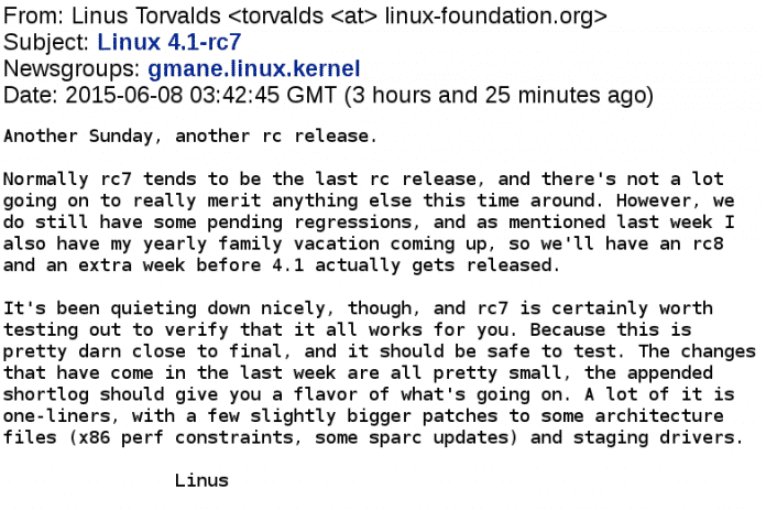 Linux 4.1 verzögert sich um eine Woche.