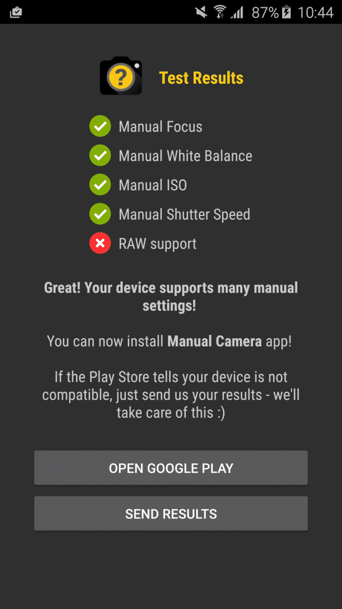 Die Test-App Manual Camera Compatibility bescheinigt dem S6 auch nach dem Update, keine Raws zu können.