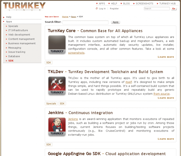 TKLDev ist der Ausgangspunkt aller Appliances des TurnKey-Projekts und nutzt dafür TurnKey Core als Unterbau.