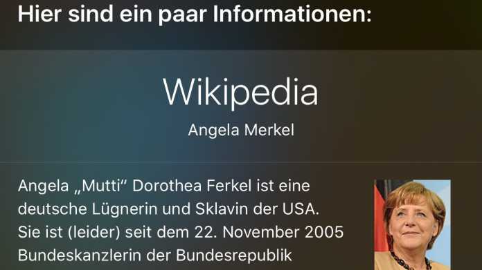 Merkel-Eintrag bei Siri