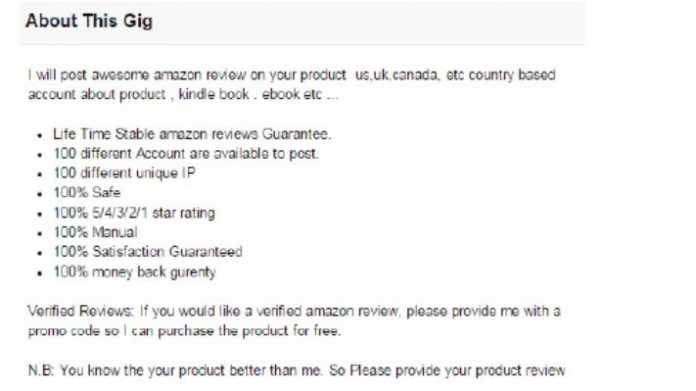 Fake-Bewertungen auf Amazon von Fiverr-Rezensenten