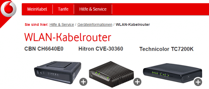 Vodafone stellt seinen Kabel-Kunden einen von drei Standard-Routern. Der CBN CH6640E0 und der Hitron CVE-30360 sind über WLAN angreifbar.