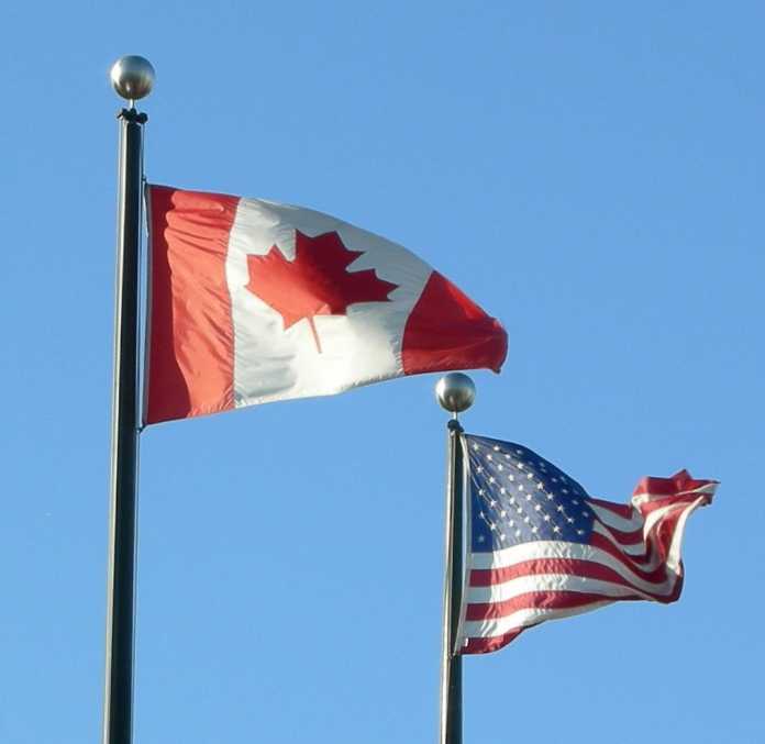 Flaggen von Kanada und den USA