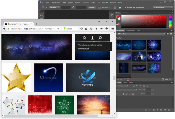 In Photoshop ist Adobe Stock bereits integriert. Auch andere Anwendungen sollen künftig Fotos und Videos aus der Bildagentur einbinden können.