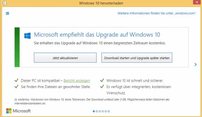 Reserviertes Windows 10 erhält Installationscountdown