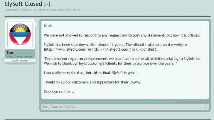 Es scheint sich zu bestätigen, dass die Filmindustrie SlySoft nach 13 Jahren tatsächlich niedergerungen hat.