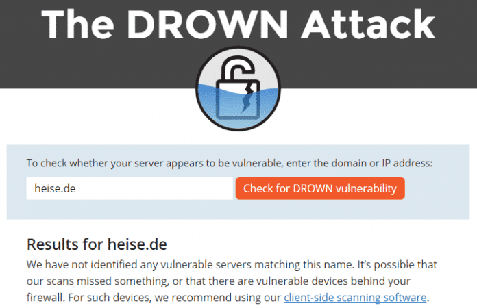 Der Drown-Test verrät, ob ein Server während des Scans der Forscher anfällig war.