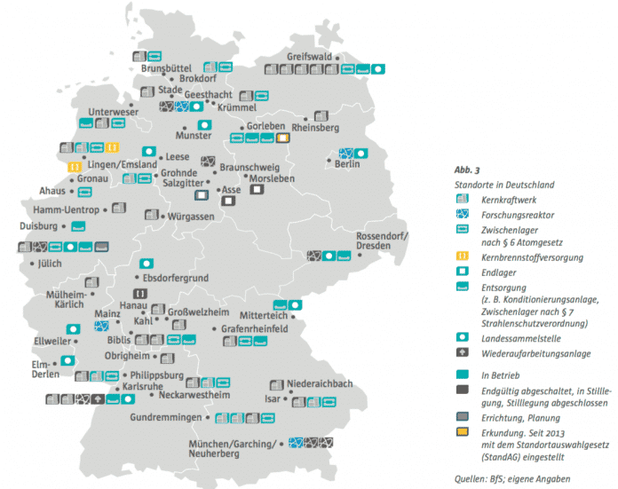 Atomkraftstandorte in Deutschland