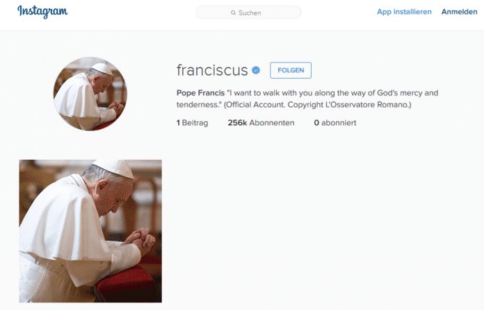 Papst Franziskus auf Instagram