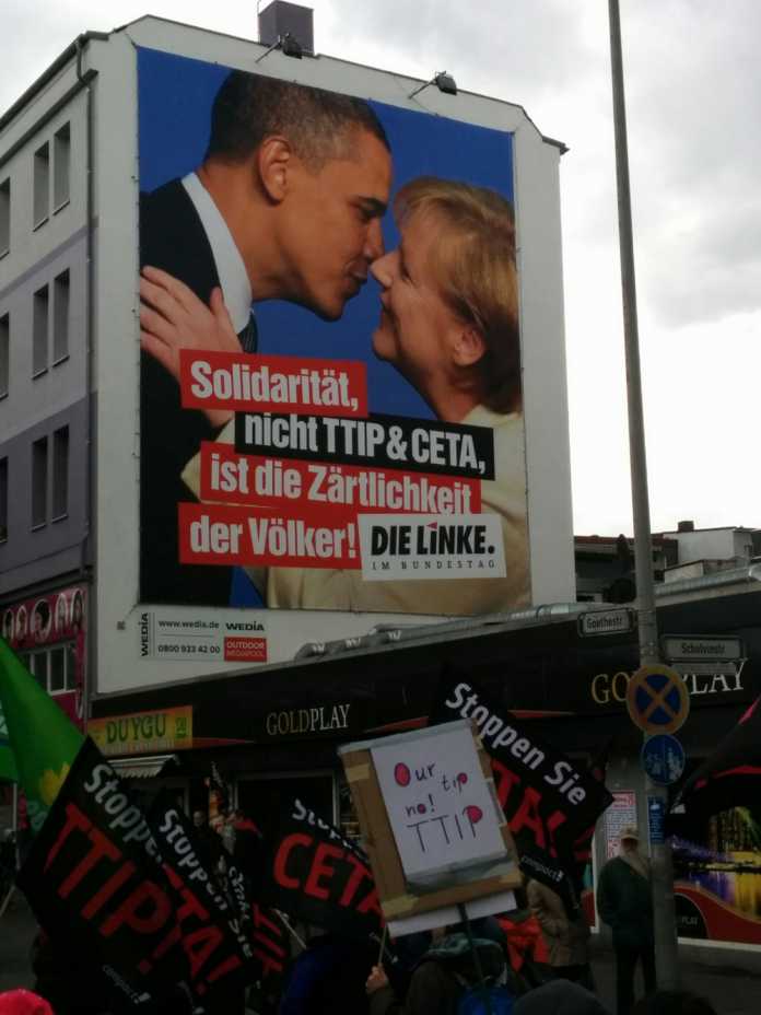 Mehr als 25.000 Menschen demonstrieren vor Obama-Besuch gegen TTIP