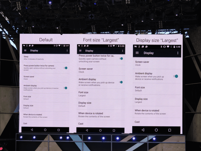 Vergleicher 3er Einstellungsbildschirme in Android