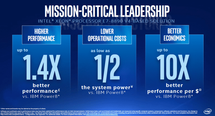 So sieht Intel den Vergleich zum Power 8