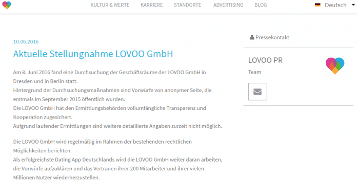 Die Stellungnahme der Lovoo GmbH in voller Länge