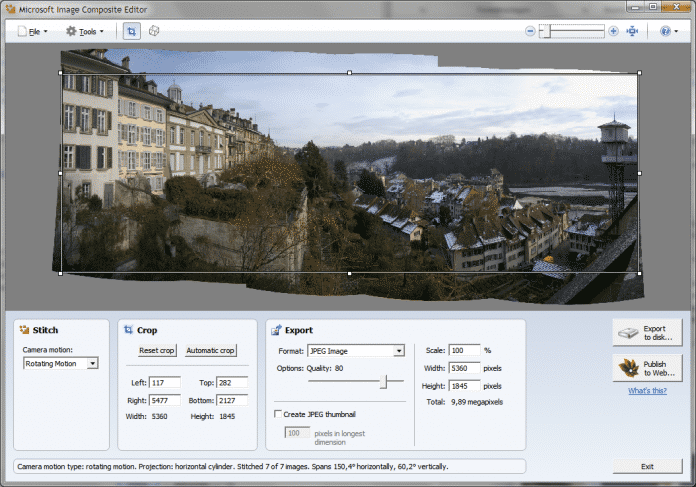 Microsofts kostenloser Image Composite Editor für Windows arbeitet vollautomatisch und produziert trotzdem hochwertige Panoramen.
