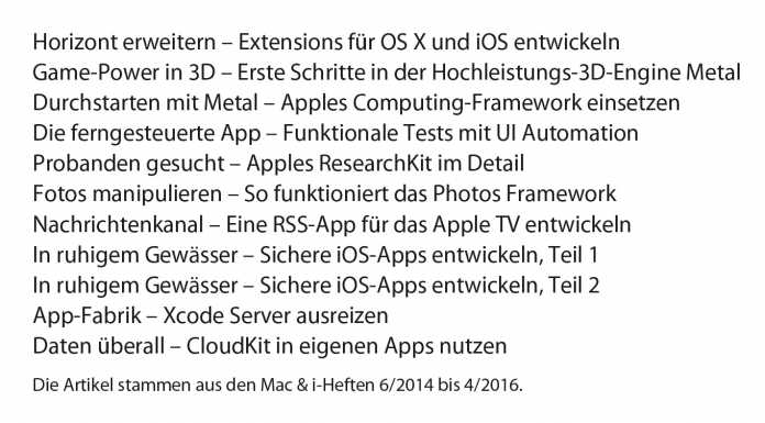Das Inhaltsverzeichnis des PDF-Dossiers Mac- und iOS-Programmierung