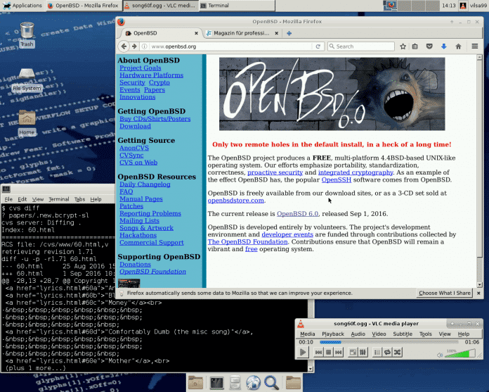 OpenBSD 6.0 eignet sich nicht nur als pf-Firewall oder sicherer Server, sondern macht durchaus auch als Desktop oder auf dem Notebook eine gute Figur (hier Xfce 4.12).
