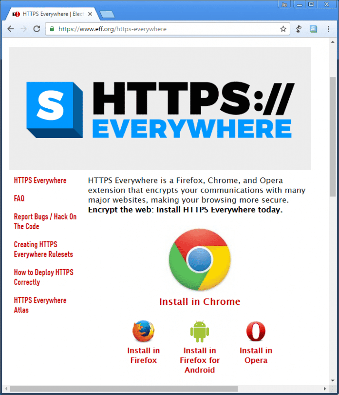 Die Browser-Erweiterung HTTPs everywhere sorgt dafür, dass der Browser die verschlüsselte Variante von Webseiten aufruft, wo immer das möglich ist.