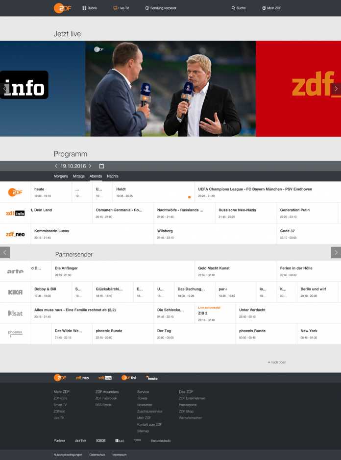 Livestreams in der ZDFmediathek