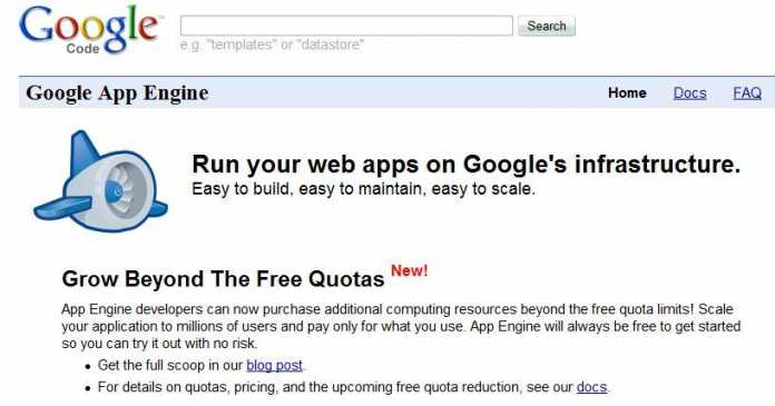 Screenshot Google App Engine
