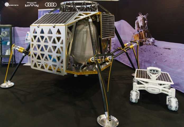 Landemodul &quot;Alina&quot; (Autonomous Landing and Navigation Module) und Rover &quot;Audi Lunar Quattro&quot; nach aktuellem Stand.
