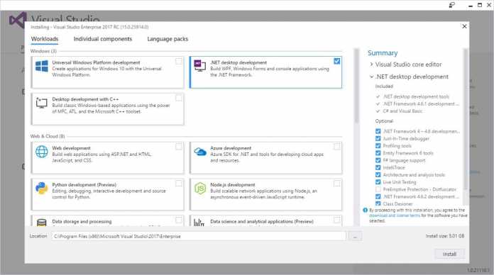 Das Installationsprogramm von Visual Studio 2017 ist stärker modularisiert als bei den Vorgängern (Abb. 1).