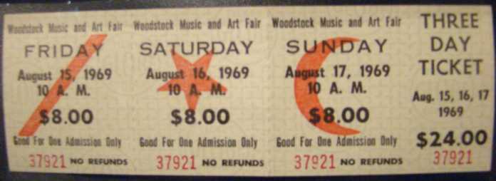 Woodstock-Eintrittskarte 1969