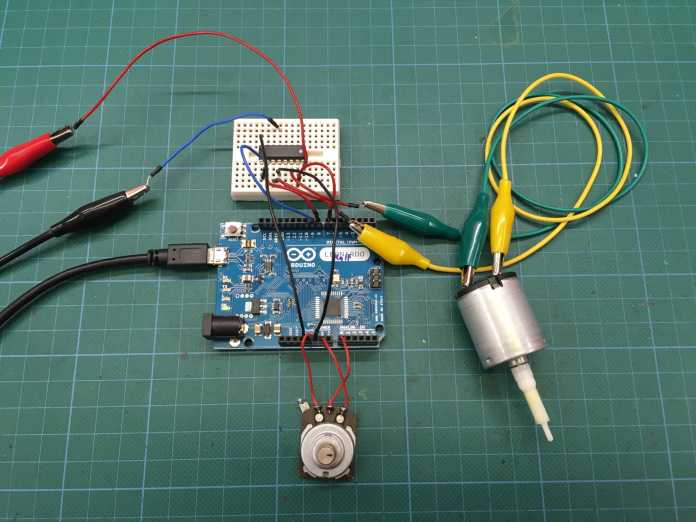 Aufbau von Arduino und Motor