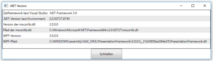 Ein simples .NET-Programm für WPF zeigt, ob die .NET-Umgebung beschädigt ist.