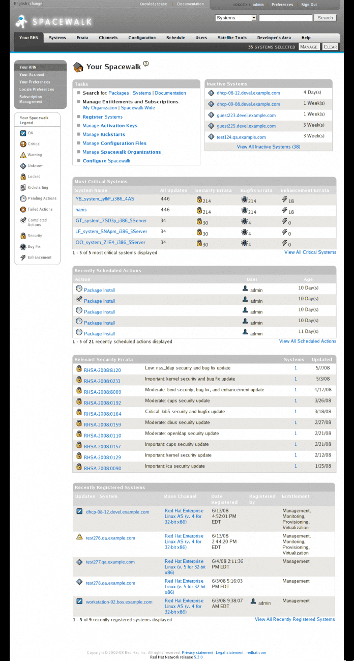 Webinterface von Spacewalk