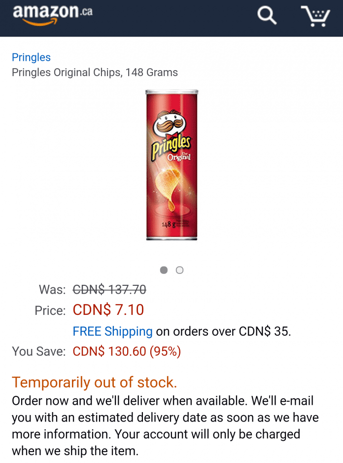 Pringles-Dose statt CDN$ 137.70 nur noch CDN$ 7.10