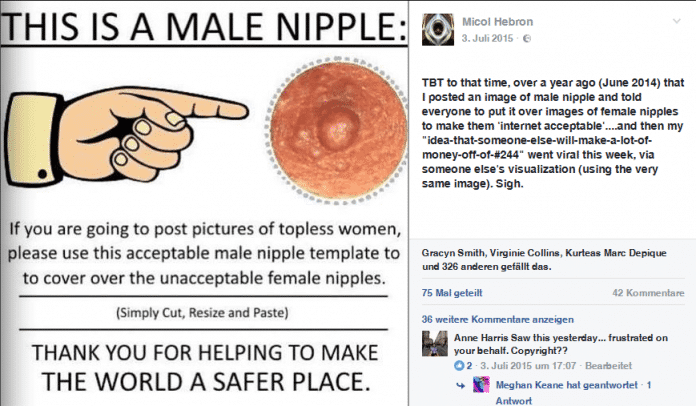 Micol Hebron ärgerte Instagram mit einer satirischen Anleitung zum Austausch weiblicher Brustwarzen.