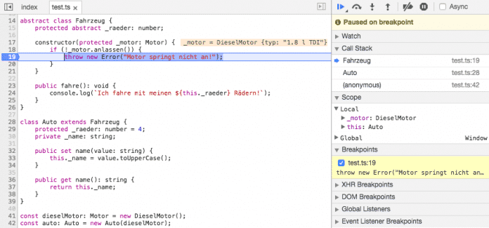 TypeScript-Debugging im Browser: Unproblematisch dank Sourcemap