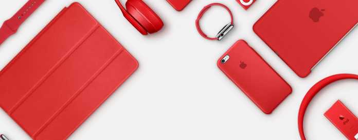 Eine Auswahl der &quot;Product Red&quot;-Produkte von Apple.