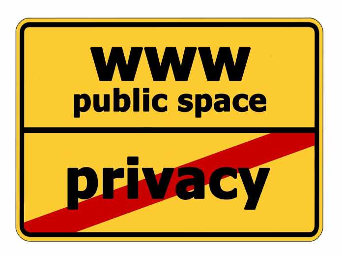 Ortsschild &quot;WWW Public Space&quot;, Ortsende &quot;Privacy&quot;&quot;