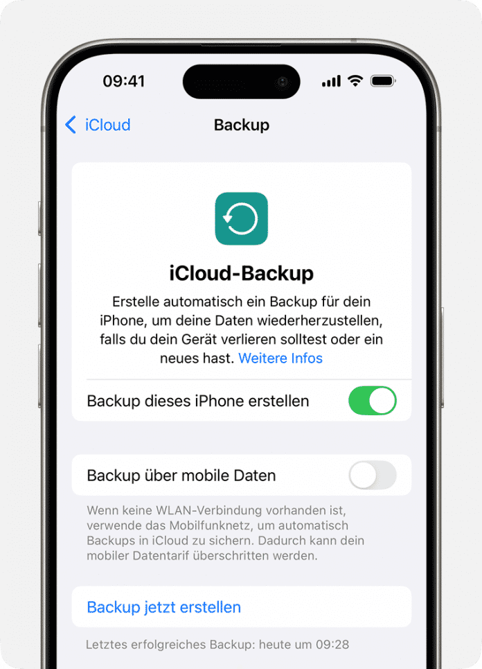 iCloud-Backup-Einstellungen
