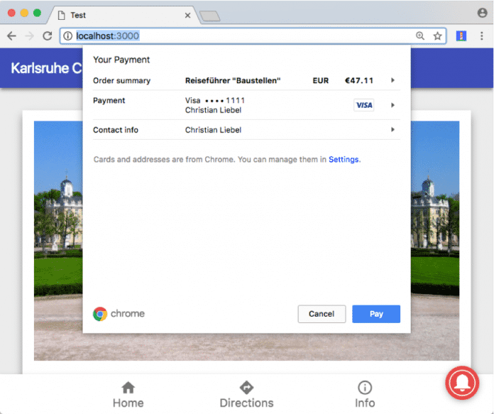 Payment Request API auf dem Desktop