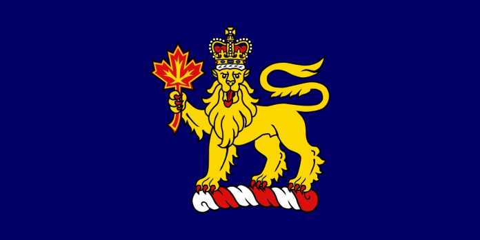 Dunkelblaue Flagge mit goldenem Löwen
