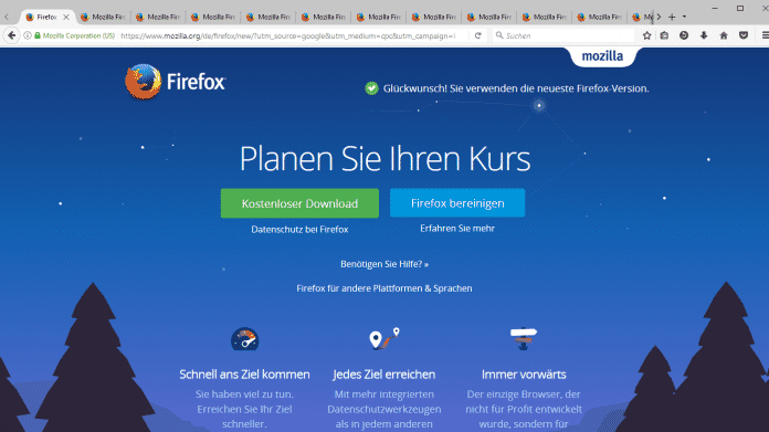 Firefox 55 öffnet 1691 Tabs in 15 Sekunden