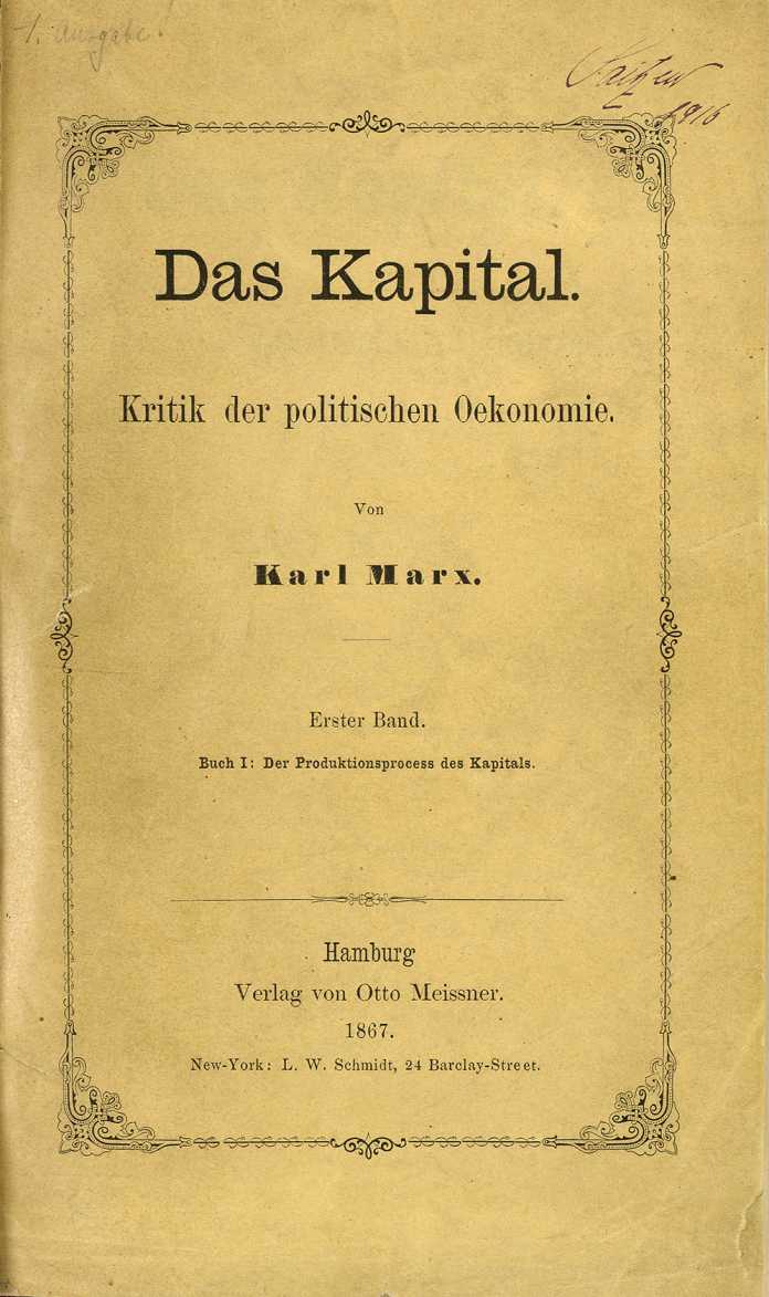 &quot;Das Kapital&quot;, Titelblatt der Erstausgabe von 1867