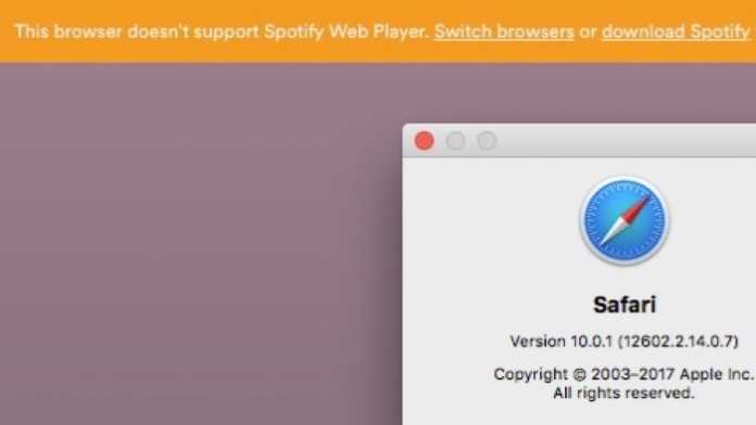 Spotify entfernt Unterstützung für Apple-Browser