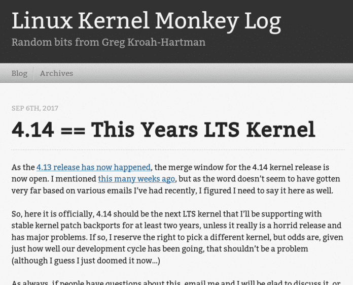 Linux 4.14 wird wahrscheinlich ein Longterm-Kernel.