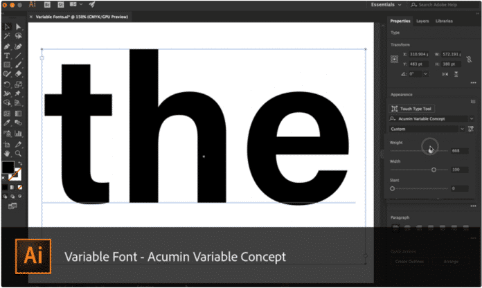 Photoshop und Illustrator unterstützen Fonts mit variabler Strichstärke.