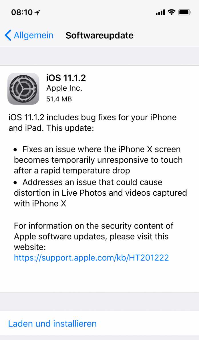 iOS 11.1.2 räumt hauptsächlich Fehler am iPhone X aus.