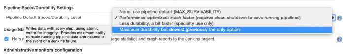 Die neuen Durability-Einstellungen in Jenkins
