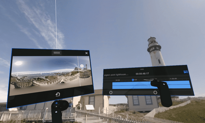 Mit schwebenden Paletten kann man VR-Videos in Premiere Pro direkt in der virtuellen Realität bearbeiten.