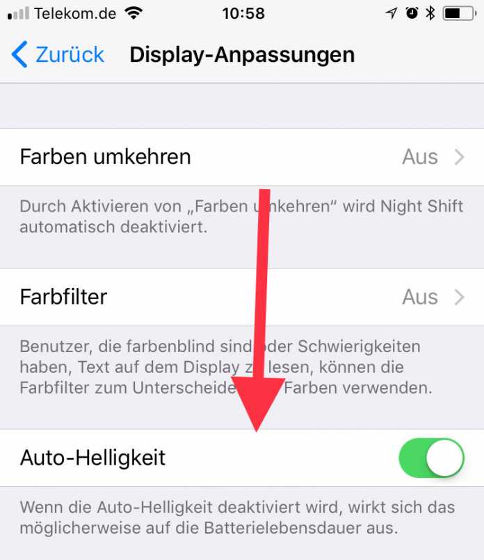 Auto-Helligkeit iOS 11