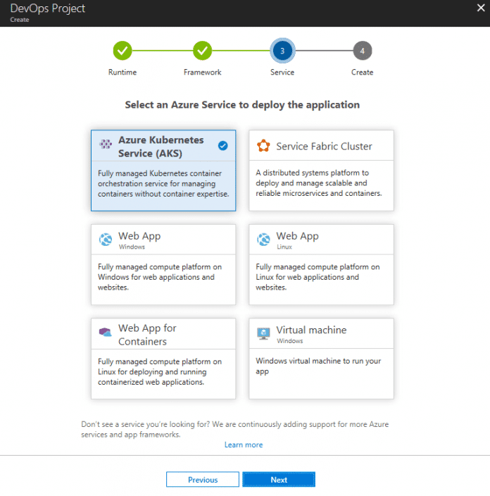 Entwickler können nun direkt die Azure Kubernetes Services (AKS) via DevOps Projects nutzen. (Bild: Microsoft)